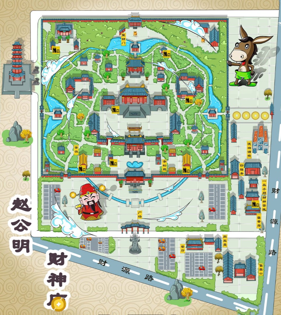 袁州寺庙类手绘地图